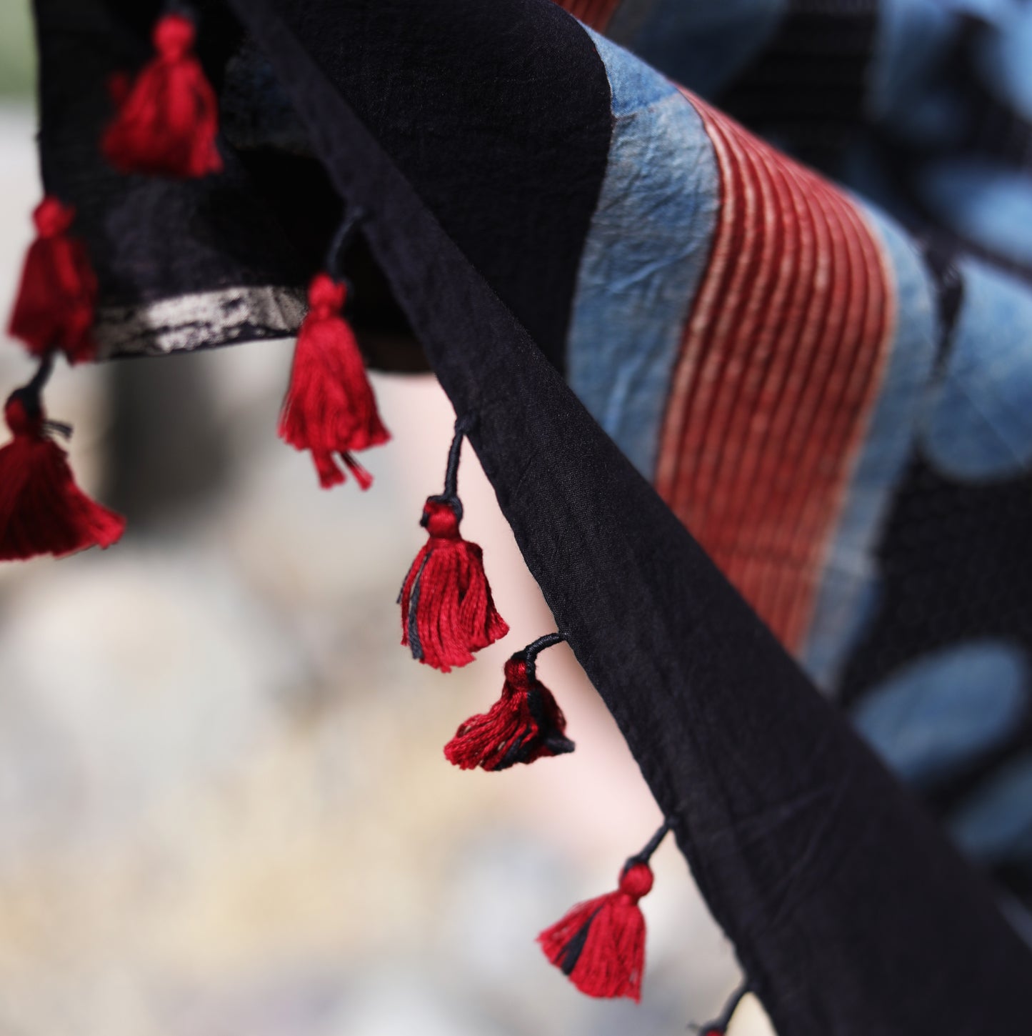 BLOCK PRINTED SCARF - AJRAKH blue