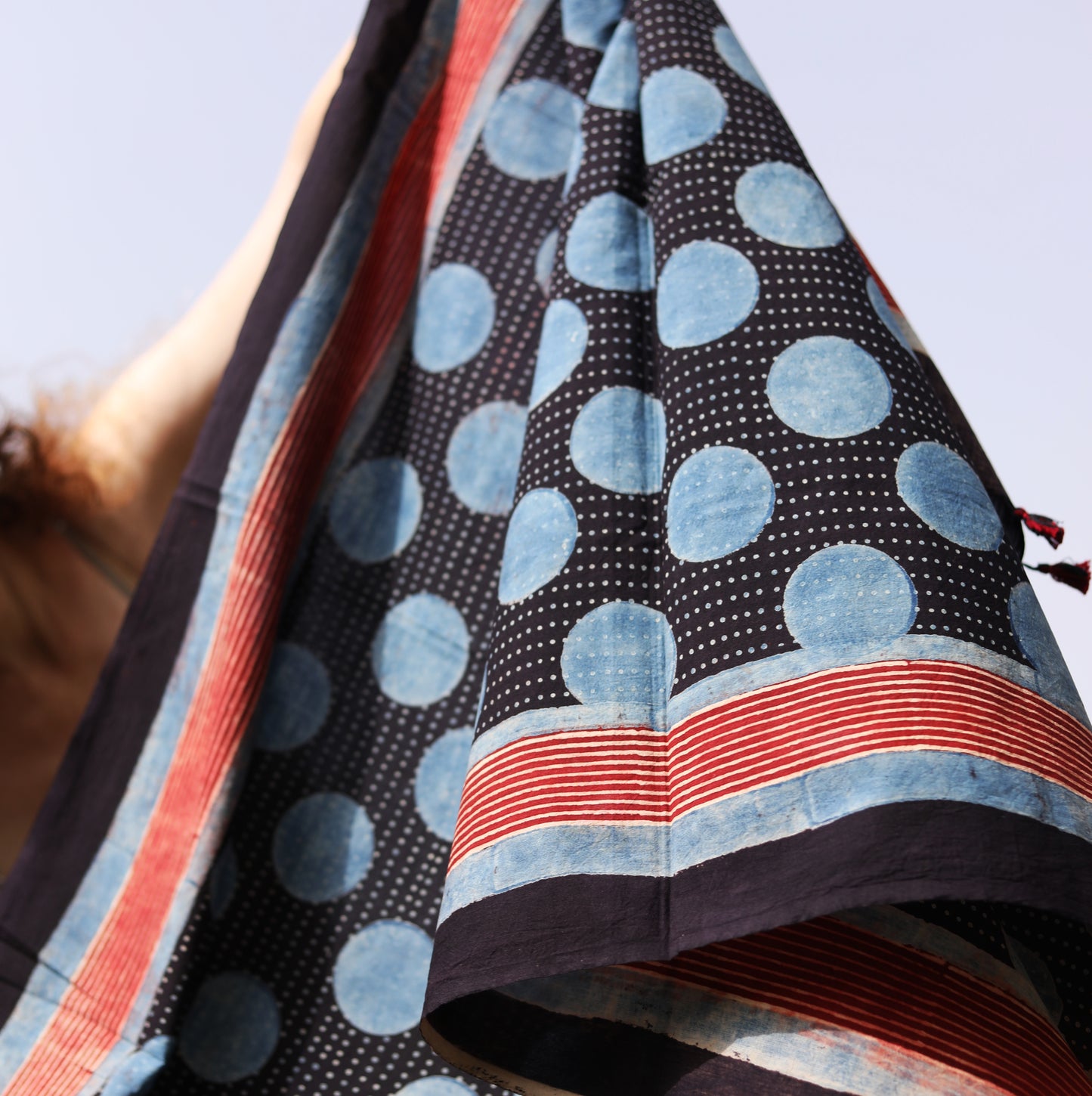 BLOCK PRINTED SCARF - AJRAKH blue