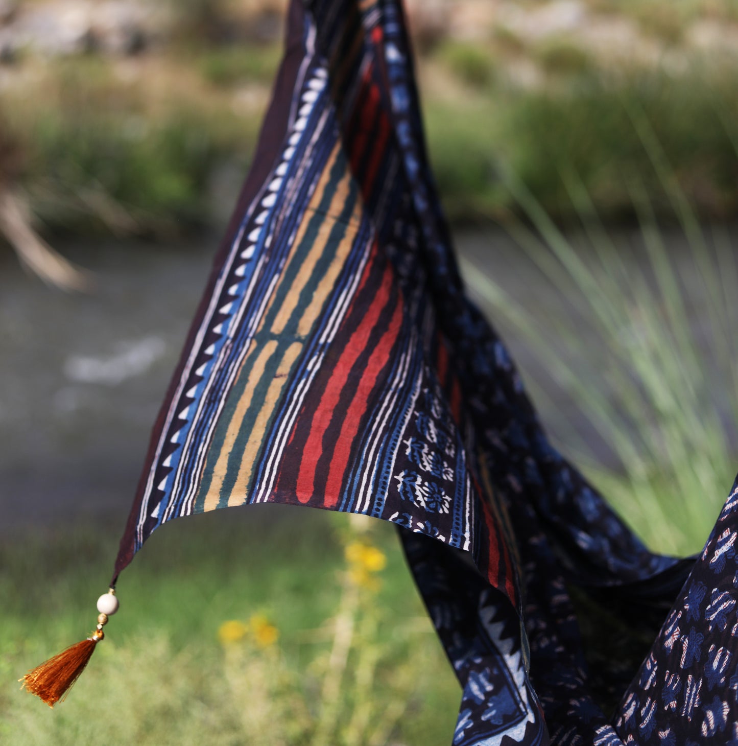 BLOCK PRINTED SCARF - BLUE nr3