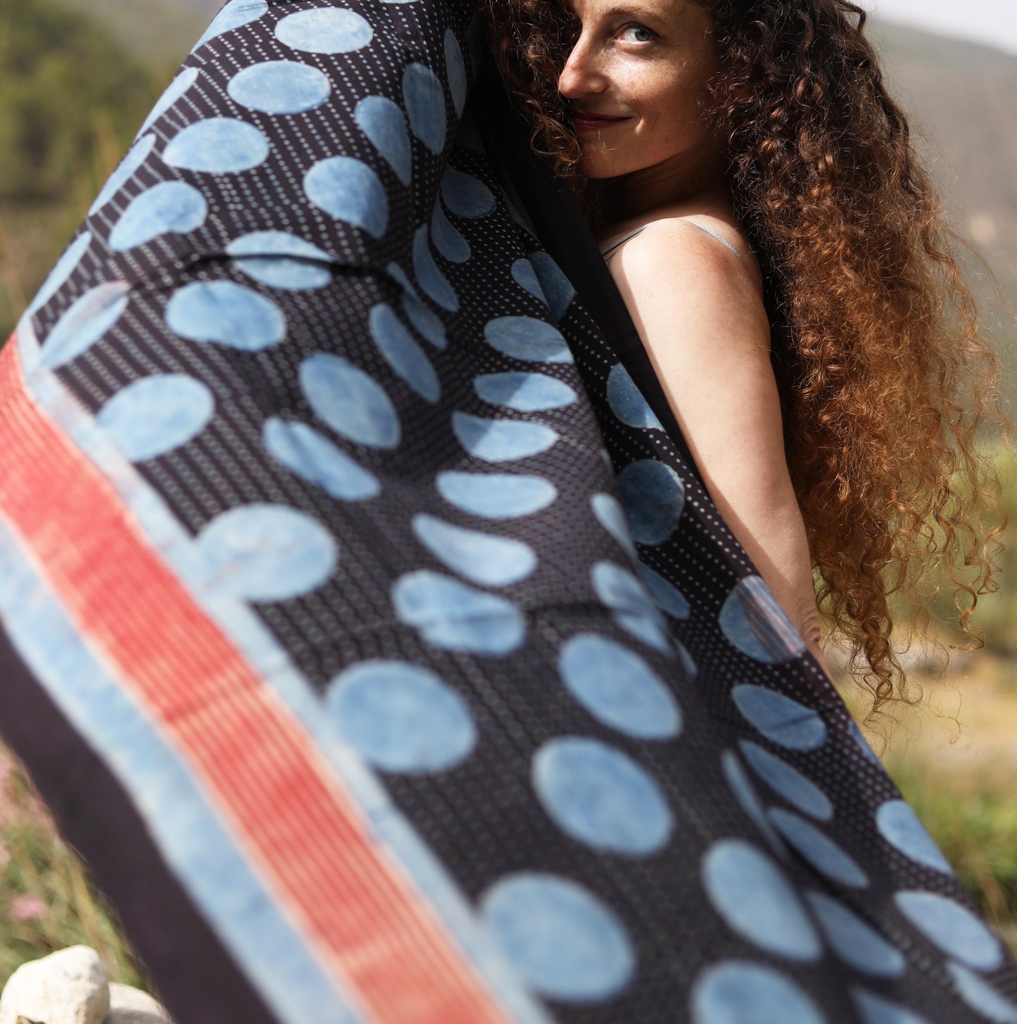 BLOCK PRINTED SCARF - AJRAKH blue