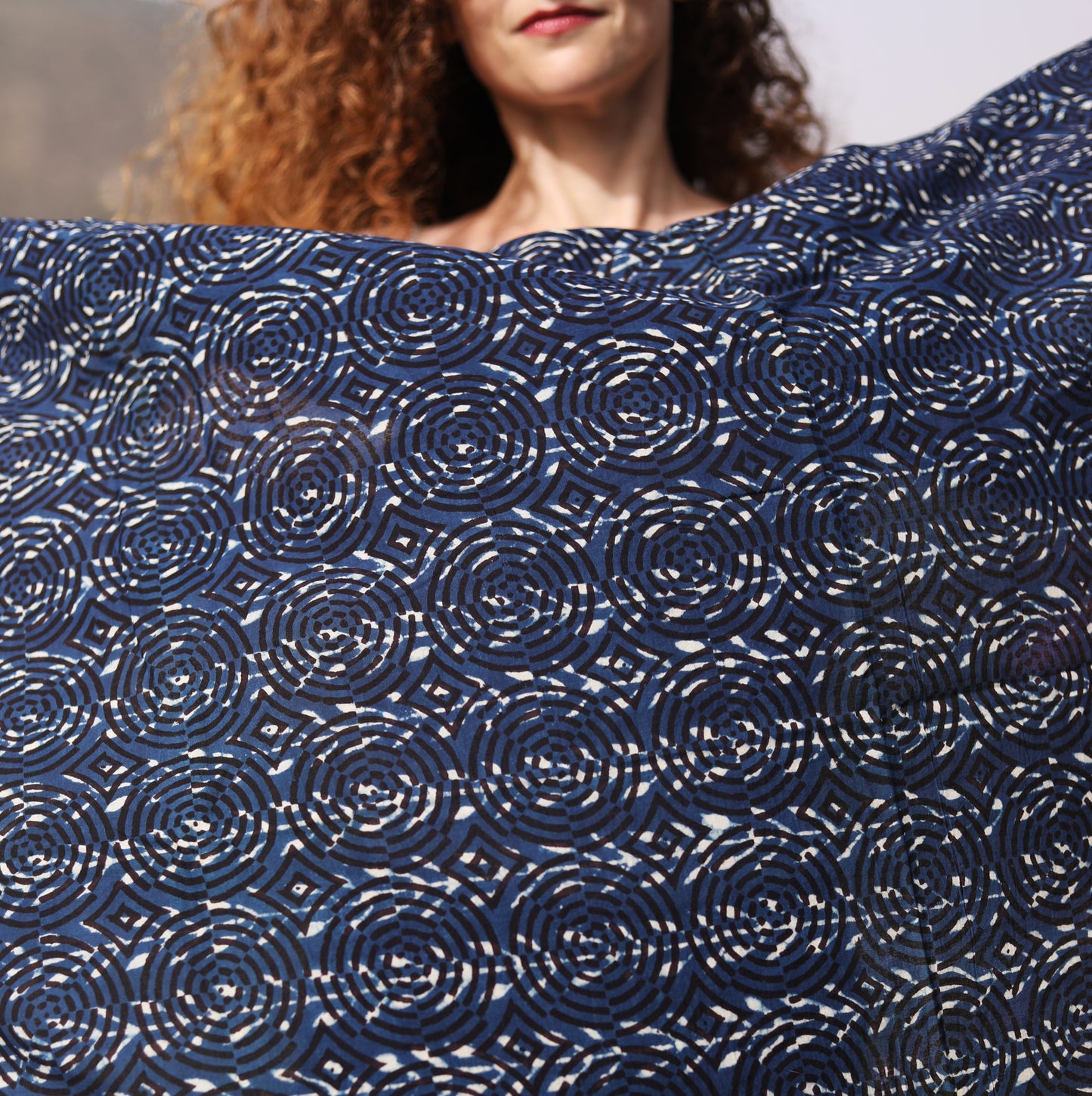 BLOCK PRINTED SCARF - BLUE nr2