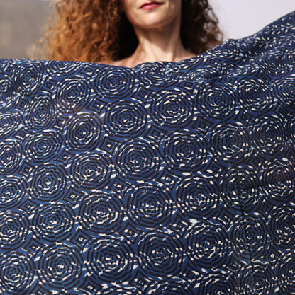 BLOCK PRINTED SCARF - BLUE nr2
